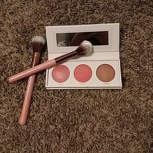 2 makeup brushes along with a blush kit